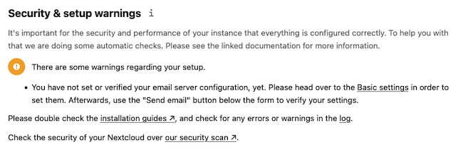 Nextcloud Security Warnings Nextcloud Security Warnings